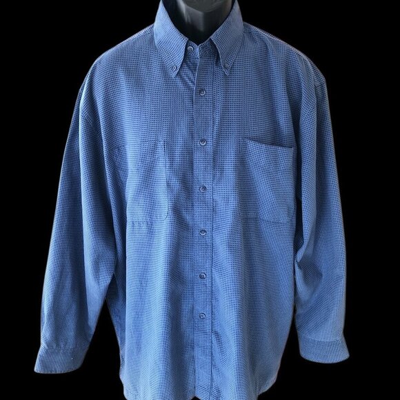 Alan Flusser Other - Alan Flusser Shirt Large Blue Navy Check Mole Skin Satin Lined